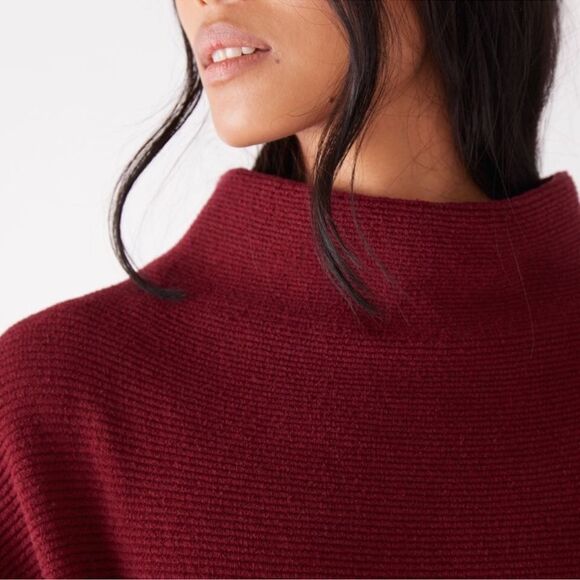 Free People Ottoman Slouchy Sweater Tunic Sweater Dress burgundy/wine Small - Picture 6 of 16